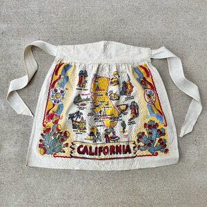 Vintage 50s Apron California Map Souvenir Half Apron Yucca Gift National Parks